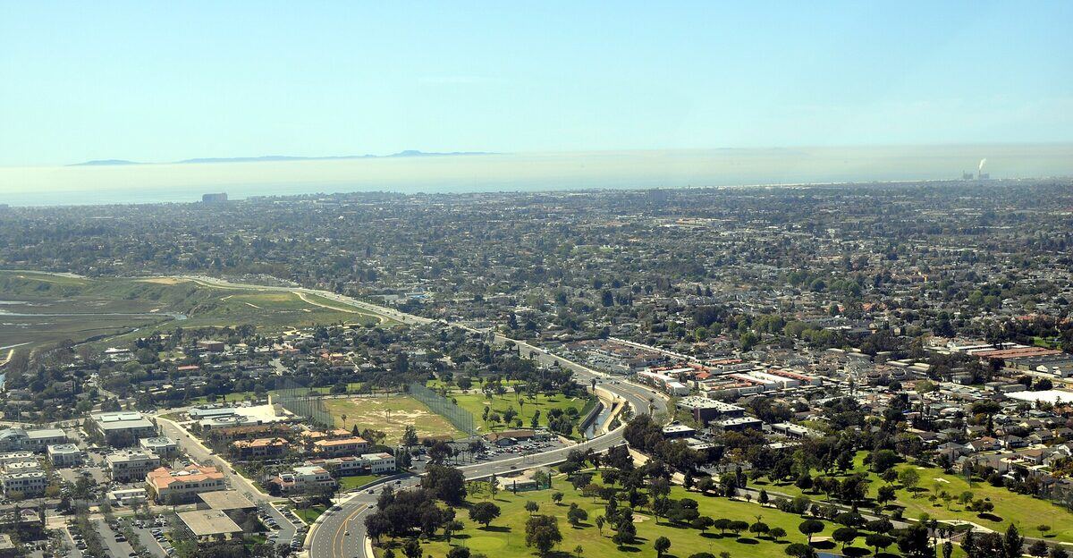 Costa Mesa 南部空拍资料图（图库照片）